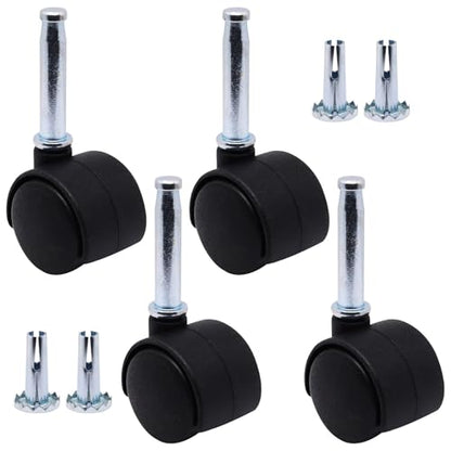 Plastic Casters Set of 4, M8 Grip Neck Stem Caster Wheels 1 inch, Black Nylon Swivel Caster Wheels Replacement for Furniture, Office Chair, Table, Cabinet, Shelf - style: 1 Inch-M8 Grip Neck Stem