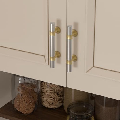 homdiy 10 Pack 3 Inch Hole Center Brushed Nickel and Gold Cabinet Pulls - color: Brushed Nickel & Matte Gold, size: 3 in Hole Centers