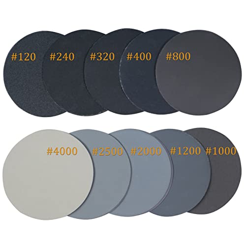 30PCS 5 inch No Hole #120-#4000 Wet Dry Sanding Discs 120 240 320 400 800 1000 1200 2000 2500 4000 Grit Sandpaper Compatible for Random Orbital Sanders (#120-#4000 10Kind Grit Each 3PCS) - style: #120-#4000 10Kind Grit Each 3PCS
