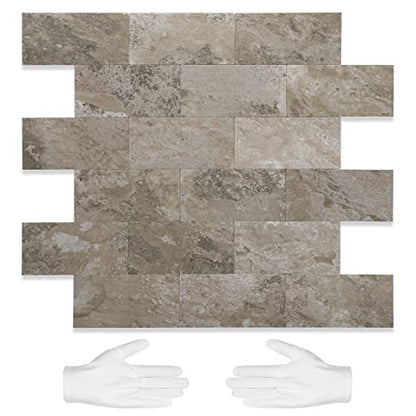 STICKGOO 10-Sheet Subway Tile Peel and Stick Backsplash, Rust Slate - color: Rust Slate