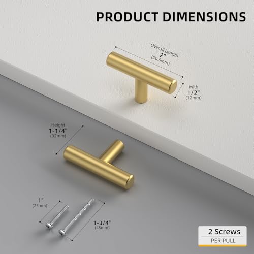 Goldenwarm 10 Pack Brushed Brass Single Hole Knobs Gold Cabinet Pulls - color: Gold, size: Single Hole