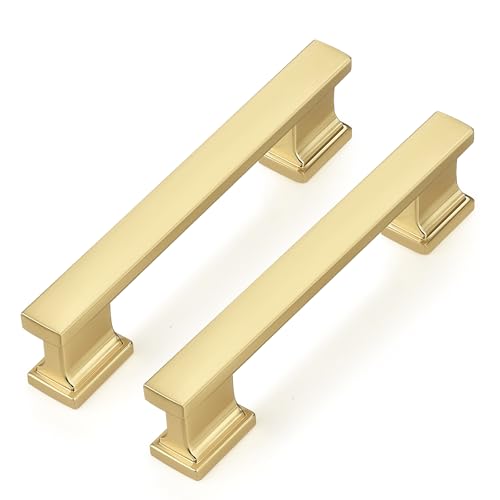 Probrico 10 Pack 3 3/4 Inch Gold Cabinet Handles, Elegant 96mm Brushed Gold Cabinet Pulls for Kitchen & Bathroom, Heavy-Duty Drawer Handles for Dresser Hardware - color: Brushed Gold, size: 3.75 inch hole center