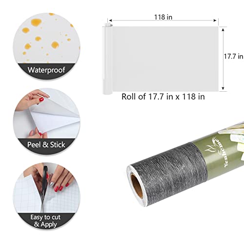 Peel and Stick Wood Contact Paper Waterproof Countertop Film Grey Wood Grain Wallpaper Self Adhesive Removable Vinyl Wrap for Cabinets Countertops Furniture Kitchen Bedroom Wall 17.7"X118" Yenhome - color: Charcoal/Gray, size: 17.7" x 118"