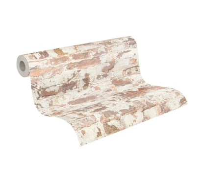 A.S. Création Livingwalls Wallpaper Industrial Design - White, Grey, Orange - Stone Wallpaper 395.99in x 20.87in Made in Germany - 369291 - color: Grey Orange White
