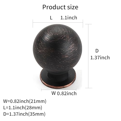 khtumeware 2 Pack 1.1 Inch Oil Rubbed Bronze Cabinet Knobs Small Ball Kitchen Cabinet Hardware Drawer Knobs Pulls for Drawers. - color: Oil Rubbed Bronze, size: 1-1/8 Inch(28mm)Diameter