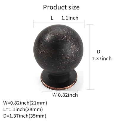 khtumeware 2 Pack 1.1 Inch Oil Rubbed Bronze Cabinet Knobs Small Ball Kitchen Cabinet Hardware Drawer Knobs Pulls for Drawers. - color: Oil Rubbed Bronze, size: 1-1/8 Inch(28mm)Diameter
