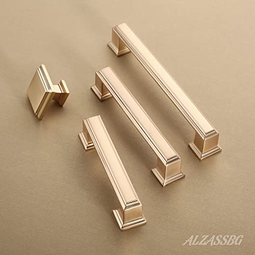Alzassbg 3-3/4" Brushed Brass Cabinet Pulls and Handles 10 Pack, AL3071BB - color: Brushed Brass, size: 3-3/4" Hole Center