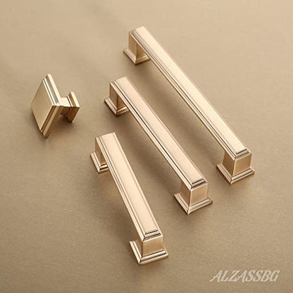 Alzassbg 3-3/4" Brushed Brass Cabinet Pulls and Handles 10 Pack, AL3071BB - color: Brushed Brass, size: 3-3/4" Hole Center