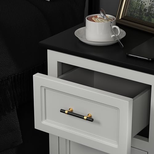 homdiy 10 Pack 5 Inch Hole Center Black and Gold Cabinet Handles - color: Black & Matte Gold, size: 5 in Hole Centers