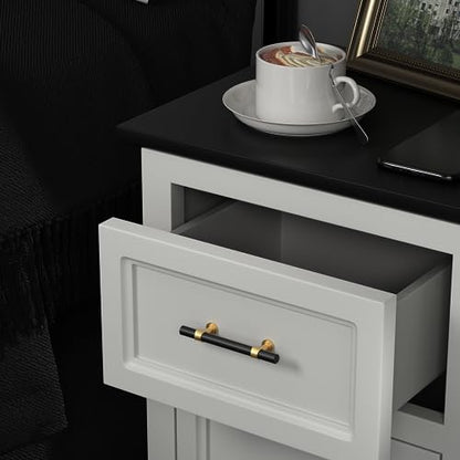 homdiy 10 Pack 5 Inch Hole Center Black and Gold Cabinet Handles - color: Black & Matte Gold, size: 5 in Hole Centers