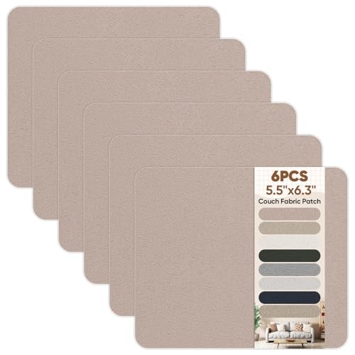 Suede Couch Patch Repair Fabric,6-Piece Self-Adhesive Microfiber Patches，Quick Fix Sofa Chair Car Seat,Furniture & Upholstery Repair Kit. (Rice Pink) - color: Rice pink, size: 5.5 x 6.3 inches