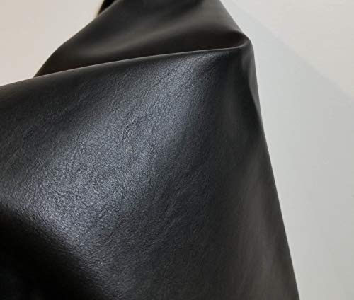 Black Matte Fullgrain Soft Faux Vegan Leather Fabric Sheet Peta Approved Vegan) 1 Yard (36 x 54 inch) Cut by Yard Pleather 0.9 mm Smooth Upholstery | 36"x54" - color: Black Matte