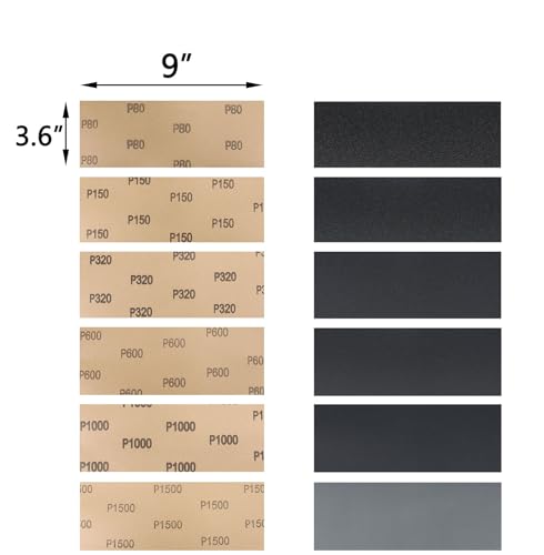 60 Pcs 9x3.6 Inch 6 Grit Mixed Packing Wet and Dry Sandpaper Sheets, Woodworking Furniture/Automobiles/Metal/Lacquer Polishing Sanding Sheets, 80/150/320/600/1000/1500 Grit - style: Mix 80-1500 Grit