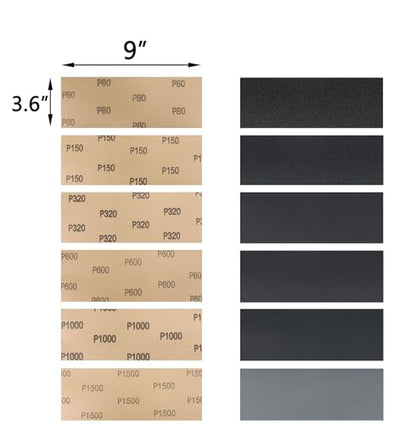 60 Pcs 9x3.6 Inch 6 Grit Mixed Packing Wet and Dry Sandpaper Sheets, Woodworking Furniture/Automobiles/Metal/Lacquer Polishing Sanding Sheets, 80/150/320/600/1000/1500 Grit - style: Mix 80-1500 Grit