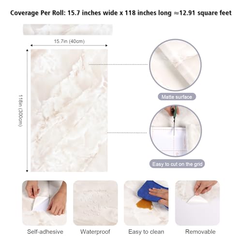Matte White Marble Countertop Contact Paper Waterproof Thick