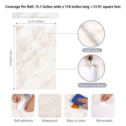 Matte White Marble Countertop Contact Paper Waterproof Thick
