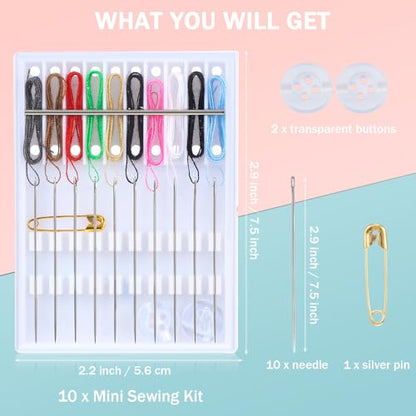 MTLEE 14 Boxes 140 Pieces Quick Fix Sewing Kit, Easy Pre Threaded Needle - color: Stylish Color