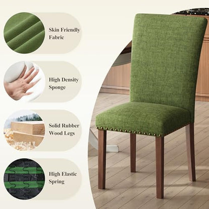 COLAMY Upholstered Parsons Dining Chairs Set of 6 - color: F-green, size: Set of 6