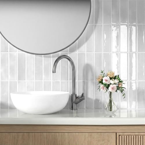 Peel and Stick Backsplash Tile for Kitchen, 10 Sheets, 11.42''x9'' - color: White/Gray