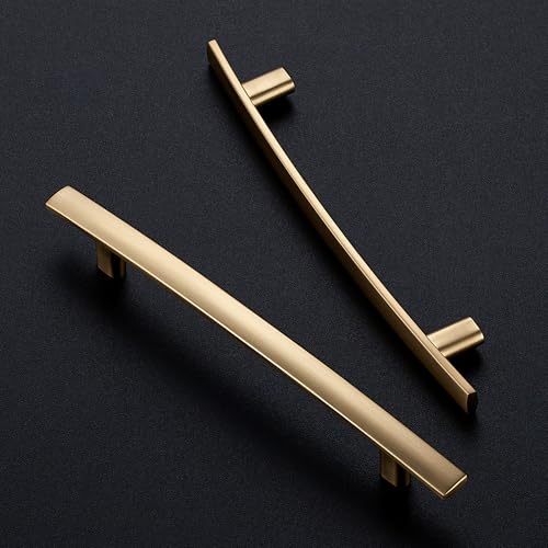 Ravinte Champagne Bronze Cabinet Pulls Curved Handles, 5 Inch CC, 10 Pack - size: 5 Inch Hole Center