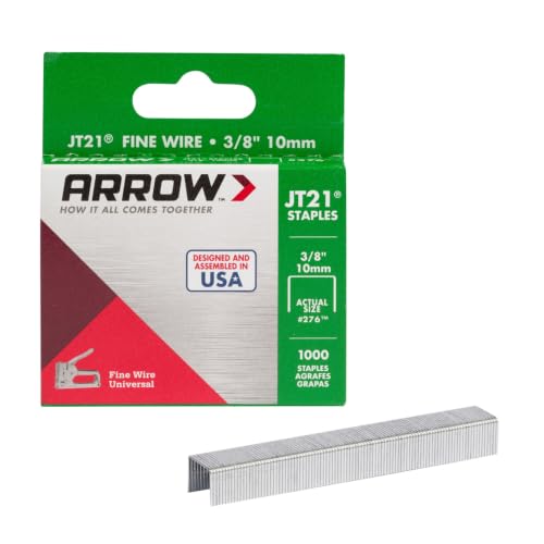 Arrow 276 JT21 Thin Wire Staples for Staple Guns and Staplers, 1000 Count - size: 3/8 Inch