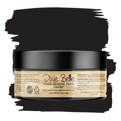 Dixie Belle Paint Company Chalk Mineral Paint - Caviar (4oz) - color: Caviar, size: 4 Fl Oz (Pack of 1)