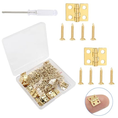 Biaungdo Mini Brass Hinges, 10x8mm, Golden, 60 Pcs - color: Yellow, size: 10x8mm,60Pcs