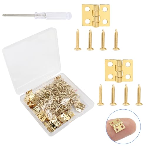 Biaungdo Mini Brass Hinges, 10x8mm, Golden, 60 Pcs - color: Yellow, size: 10x8mm,60Pcs
