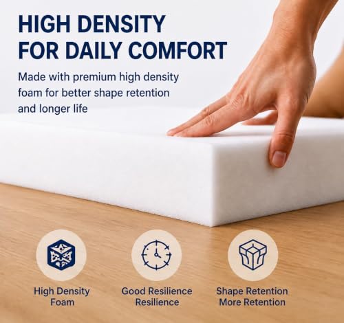 Firm High Density Upholstery Foam Cushion Pad 30ILD 1 x 24 x 72 Inch