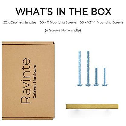 Ravinte Brushed Brass Cabinet Hardware Square Pulls, 3.75 Inch, 30 Pack - color: Brushed Brass