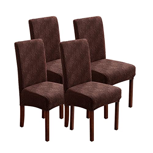 Dining Chair Covers Set of 4, Stretch Parsons Chair Slipcovers - color: Chocolate, size: 4 Pack