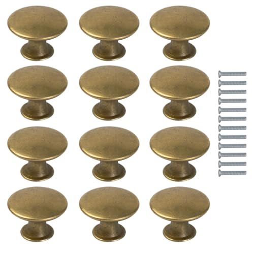 12Pcs Antique Bronze Round Cabinet Knobs for Furniture - color: Antique Bronze