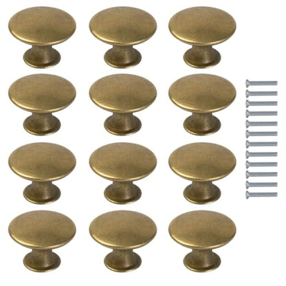 12Pcs Antique Bronze Round Cabinet Knobs for Furniture - color: Antique Bronze