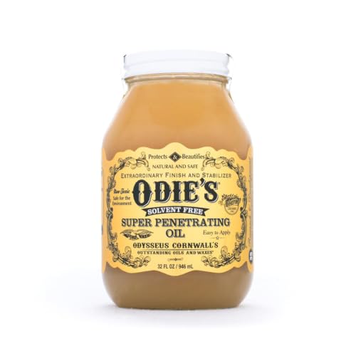 Odie's Super Penetrating Oil - Ultra-Penetrating Wood Finish and Stabilizer, Reduces Wood Movement, Brings Clarity, All-Natural Non-Toxic Hardwax Oil, Food-Safe, 32 oz jar
