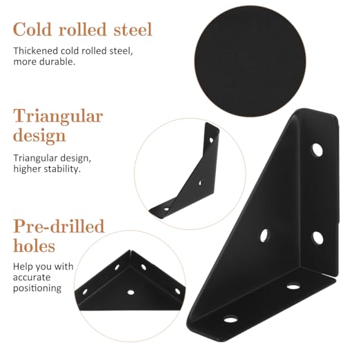 Hemobllo Corner Brackets for Wood Metal Corner Bracket 10 Pack Triangle Shelf Brace with Pre-Drilled Holes for Furniture Frame Bed Frame Desk Cabinet Support 3.54 X 2.55 X 0.74 in