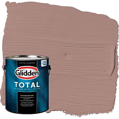 Glidden Total Interior Wall Paint & Primer All-in-One, Bedford Brown/Red, Flat, 1 Gallon - color: Bedford Brown, size: 128 Fl Oz (Pack of 1)