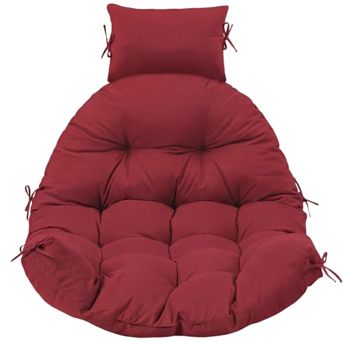 Tudomro Brick Red Waterproof Egg Chair Cushion with Pillow Filling 2.58 kg Replacement Rocking Wicker Chair Cushion 48" x 32" High Back Hanging Swing Hammock Pad Thicken for Outdoor Patio Garden - color: Brick Red