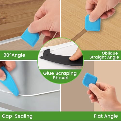 Professional Caulk Gun Kit with Caulk Remover Tool & Putty Knife - 5 in 1 Caulking Tool Set for Caulking Removal, Shower & Bathroom Caulk, Includes Caulking Gun Tool, Caulk Scraper Tool Spackle Knife