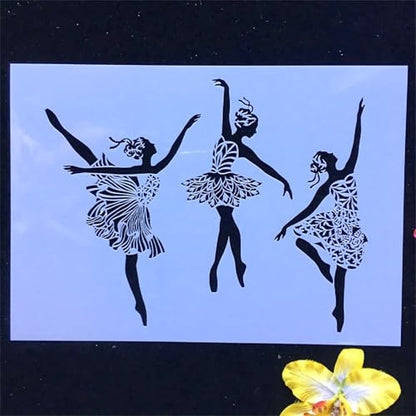 TIAMECH A4 Reusable Ballet Girls Stencil for Painting - style: Ballet Girls