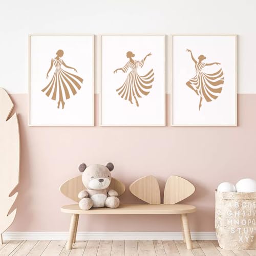 FINGERINSPIRE 4 Pcs Line Dance Figure Painting Stencil with Paintbrush 11.7x8.3inch Reusable Dancers Silhouette Stencil Reusable Plastic Template for Wood Wall Furniture Home Gift Decoration - style: Line Dance Figure