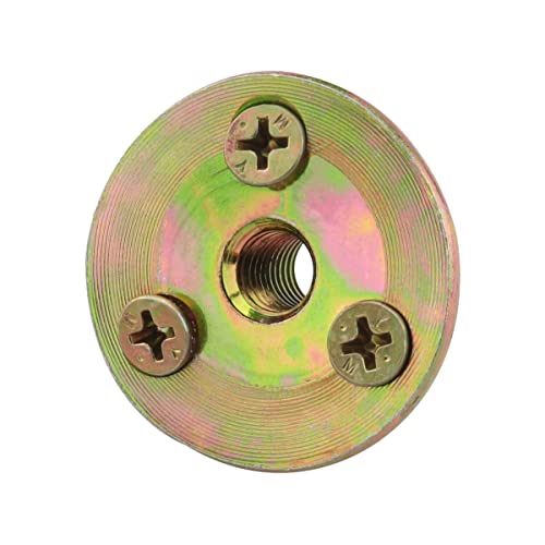 4pcs Furniture Mounting Plate Three-Hole Cylindrical Iron Plate Nut for Furniture Legs (M8 Metric Nut, 37mm Dia Plate, 16mm Height, 12mm Dia Rod) - size: M8