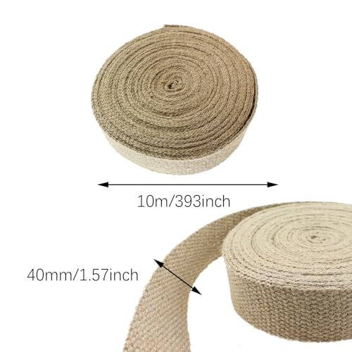 Beige Crafted Jute Webbing 40mm Width Burlap Ribbon Sewing Knitting Supplies for Decoration/Sofa/Chair Repair/Carpet Edging