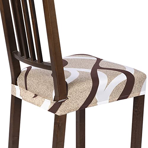 SearchI Dining Chair Seat Covers, Rear Covered(Beige, 4pcs) - color: Beige
