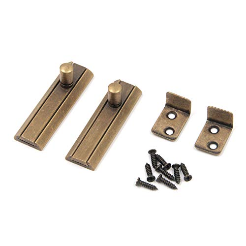 Bitray 2Pcs Solid Brass Slide Bolt 2 Inch Antique Door Latch Barrel Lock - style: 2pcs/Bronze/2 inch