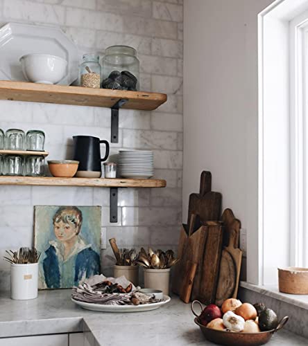 Heavy Duty Shelf Brackets 8 inch Rustic L Black Shelf Brackets 8 x 6 inches Metal Iron Industrial Shelf Bracket - L8 x H 6" x W 1.5" - 4 Pack - style: 8x6inch