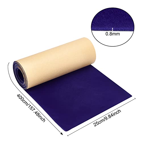 BENECREAT 157x9.8inch Dark Blue Self Adhesive Velvet Flock Liner Velvet Fabric for Jewelry Drawer Craft Fabric Upholstery Peel Sticker(0.8mm thick) - color: Dark Blue, size: 9.8"W x 157"L