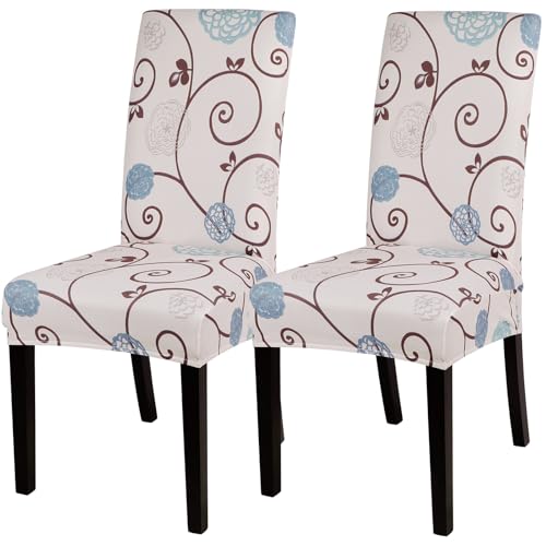 SearchI Dining Room Chair Covers Set of 2, Stretch Printed Parsons Chair Slipcovers Super Fit Spandex Removable Washable Kitchen Chair Protector Cover for Dining Room, Hotel, Ceremony (Ball Flower) - color: Ball Flower, size: Set of 2