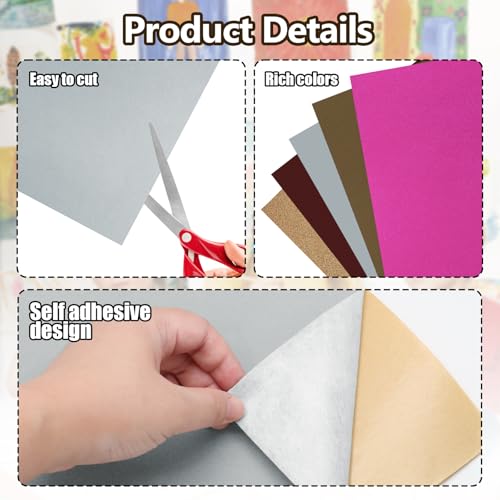 Biaungdo Grey Self Adhesive Felt Sheets, 8 x 12 Inch, 6 Pcs - color: Grey