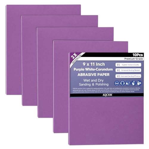10-Sheet Premium White Corundum Wet Dry 600 Grit Sandpaper - size: 9 x 11 Inch, style: 600 Grit