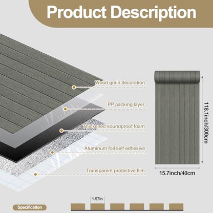 Thick Wood Slat Wall Panels, Modern 3D Peel and Stick, 15.75"x118" Self-Adhesive Accent Wall with Sound Dampening for TV Wall and Ceiling, Bedroom, Home Office, Dark Grey, 13 Sq Ft - color: Dark Grey